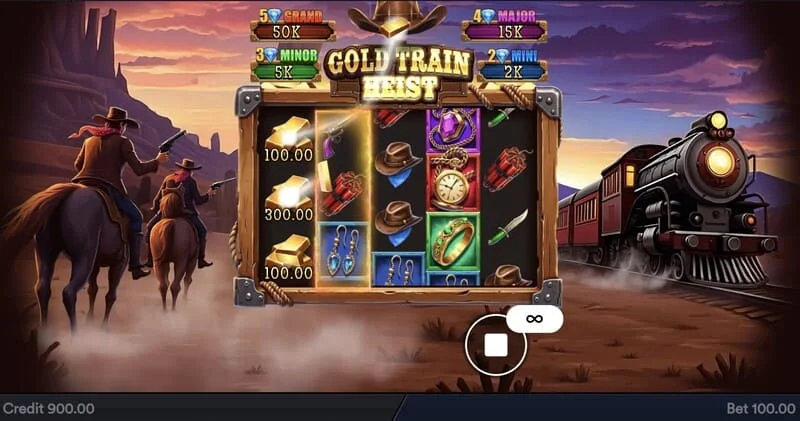 Gold Train Heist - main screen with reels and pirate bay